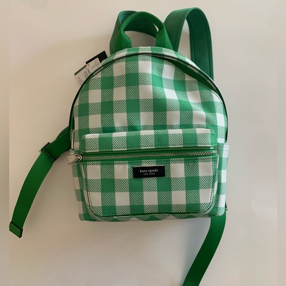 Kate Spade Sam Icon Green Gingham printed small Backpack SOLD OUT - Picture 6 of 9